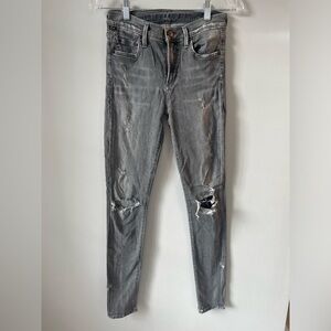 Citizens of Humanity, 26, Rocket High Rise Skinny, gray denim jeans distressed